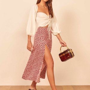 SOLD-Reformation NWT Zoe Side Slit Midi Skirt
